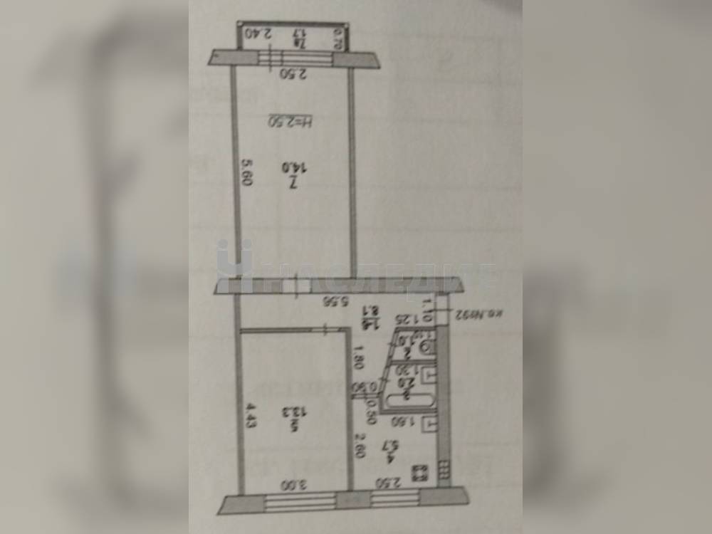 2-комнатная квартира, 45 м2 5/5 этаж, ХБК, ул. Текстильная - фото 6